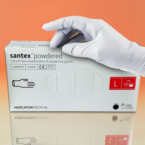 Рукавички Латексні з пудрою Santex Powdered розмір L - 100 шт - рис1 - Диабет-Техника