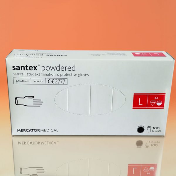 Перчатки Латексные с Пудрой Santex Powdered размер L - 100 шт - рис2 - Диабет-Техника