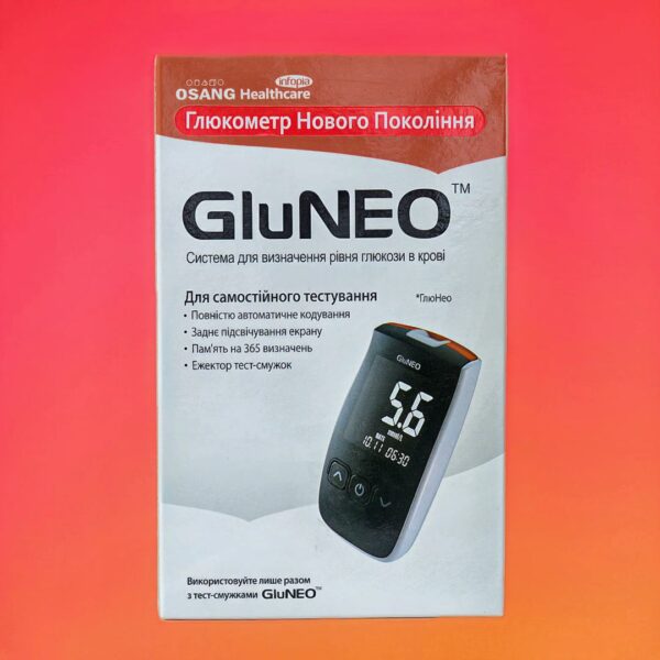 Глюкометр GluNeo, 25 тест-смужок та 25 ланцетів - рис1 - Діабет-Техніка