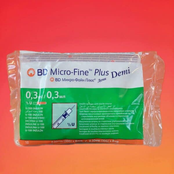Шприци BD Micro Fine Plus Demi U-100 Інсулінові 0,3 мл - 10 шт - рис1 - Диабет-Техника